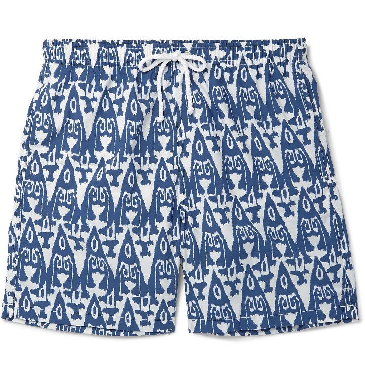 Photo: Anderson & Sheppard - Slim-Fit Mid-Length Printed Swim Shorts - Blue