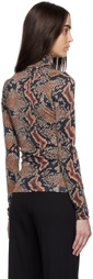 Atlein Black Snake Print Turtleneck