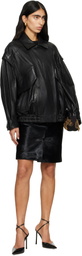 Nour Hammour Black Micah Leather Bomber Jacket