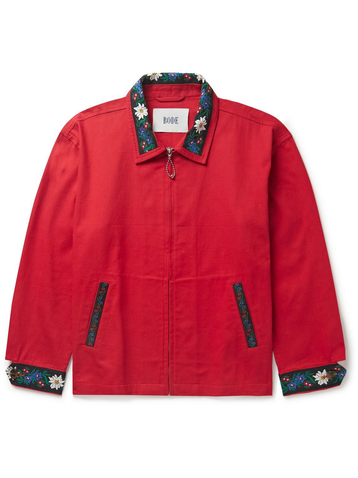 BODE - Alpine Embroidered Cotton-Twill Jacket - Red Bode