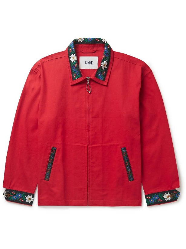 Photo: BODE - Alpine Embroidered Cotton-Twill Jacket - Red
