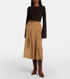 Gabriela Hearst Wesley pleated cotton corduroy midi skirt