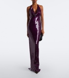 Retrofête Gardenia sequined halterneck gown