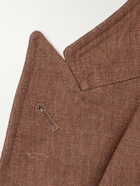 OLIVER SPENCER - Unstructured Double-Breasted Linen Suit Jacket - Brown