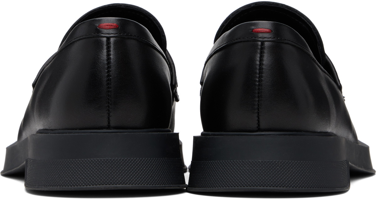 Hugo Black Embroidered-Logo Loafers