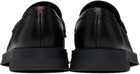 Hugo Black Embroidered-Logo Loafers