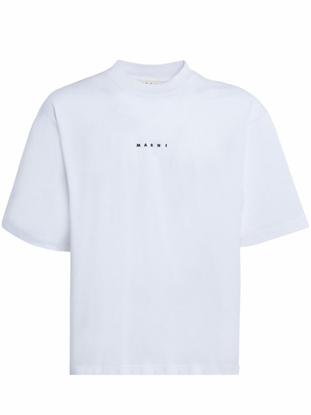 Photo: Marni White Logo-Print Cotton T-Shirt
