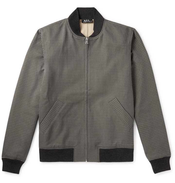 Photo: A.P.C. - Gaston Checked Cotton Bomber Jacket - Green