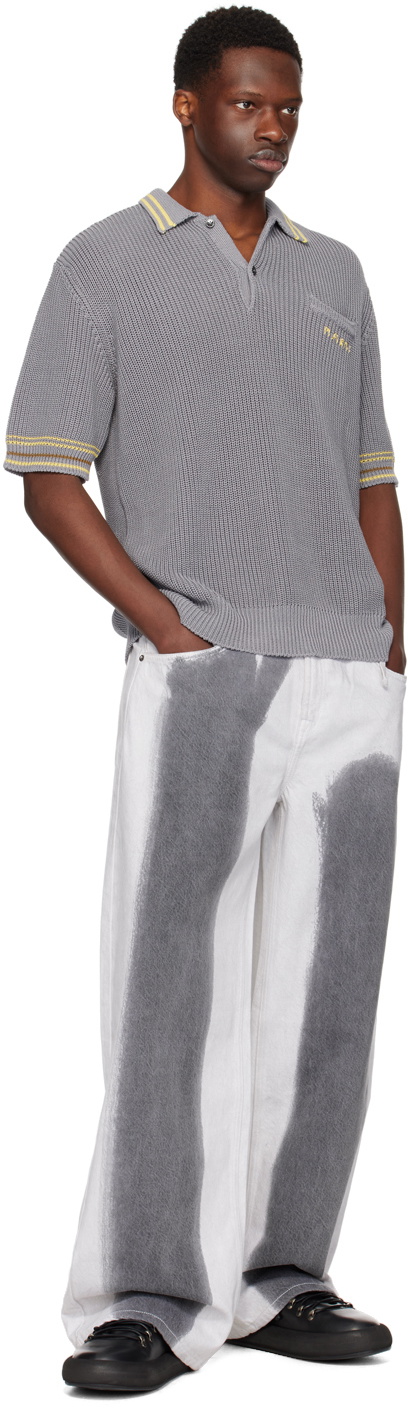 Glass Cypress White & Gray Block-Dyed Jeans