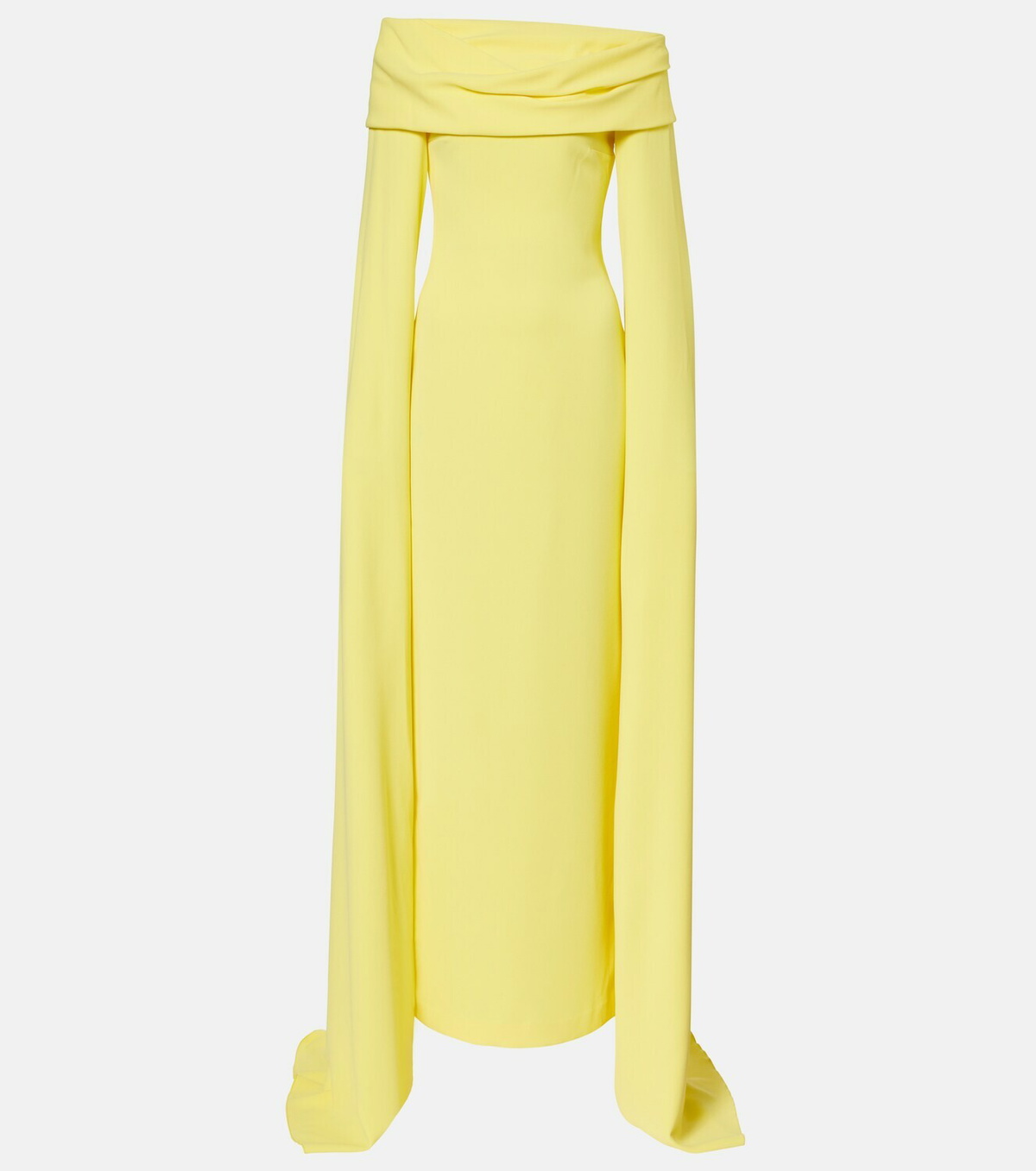 Solace London Nuri caped off-shoulder crêpe gown