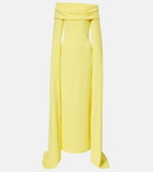 Solace London Nuri caped off-shoulder crêpe gown