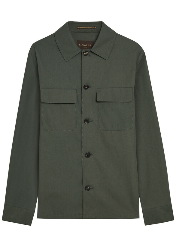 Photo: Slowear Cotton Overshirt Dark Green