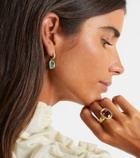 Octavia Elizabeth 18kt gold huggie earrings with emeralds and diamonds