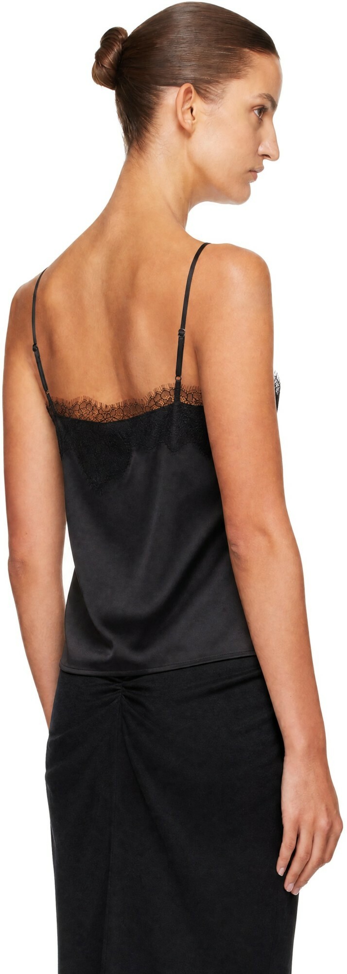 R2W Black Milena Silk Lace Camisole