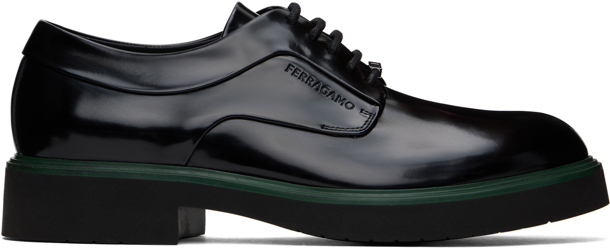 Ferragamo Black Ornament Derbys