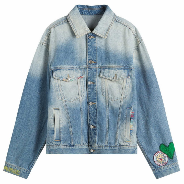 Photo: Nahmias Men's Playground Upcycled Denim Jacket in Light Wash