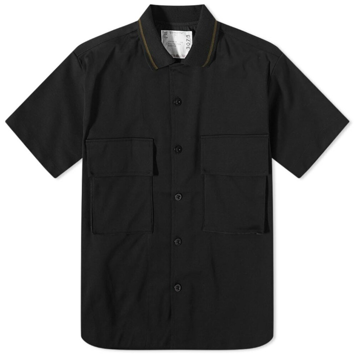 Photo: Sacai Men's Cotton Jersey Short Sleeve Shirt in Black