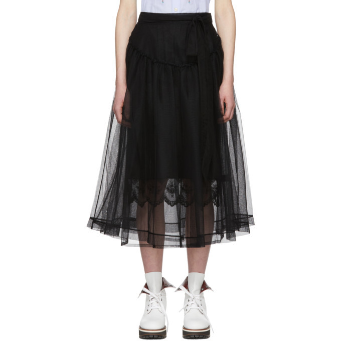 Simone Rocha Black Bow Belt Tulle Skirt Simone Rocha