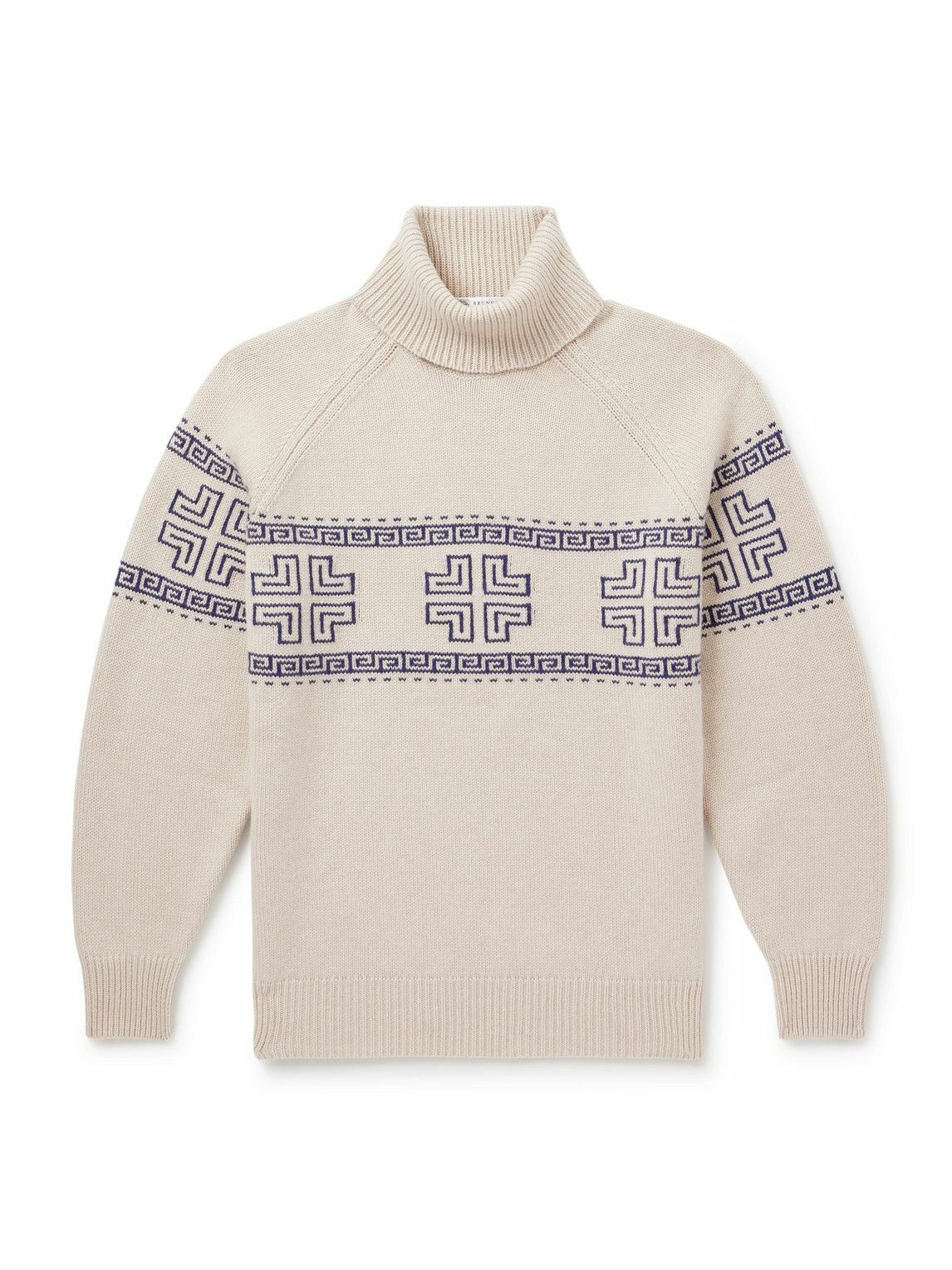 Brunello Cucinelli - Intarsia-Knit Cashmere Rollneck Sweater