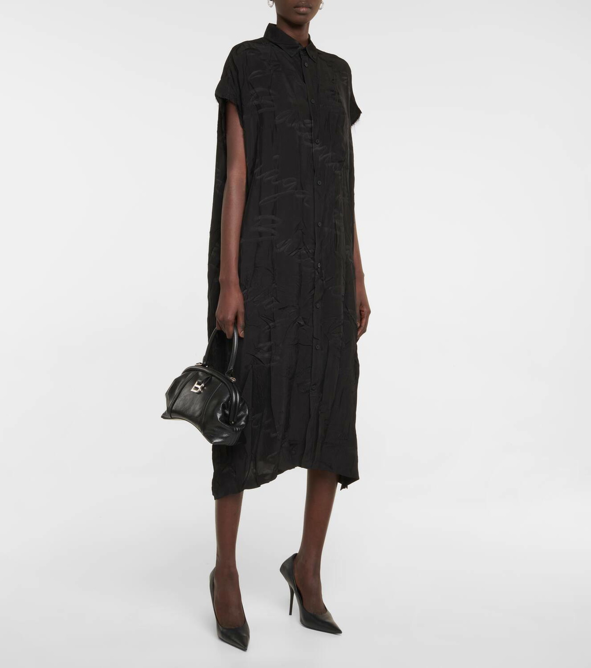 Balenciaga Logo jacquard silk midi dress