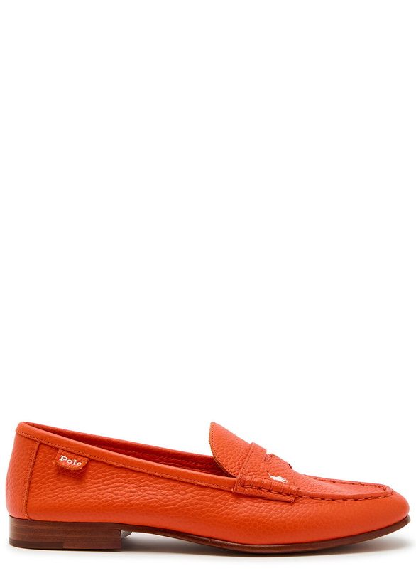 Photo: Polo Ralph Lauren Logo Grained Leather Loafers Orange