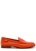 Polo Ralph Lauren Logo Grained Leather Loafers Orange