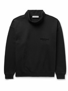 FEAR OF GOD ESSENTIALS - Logo-Flocked Cotton-Blend Jersey Mock-Neck Sweatshirt - Black