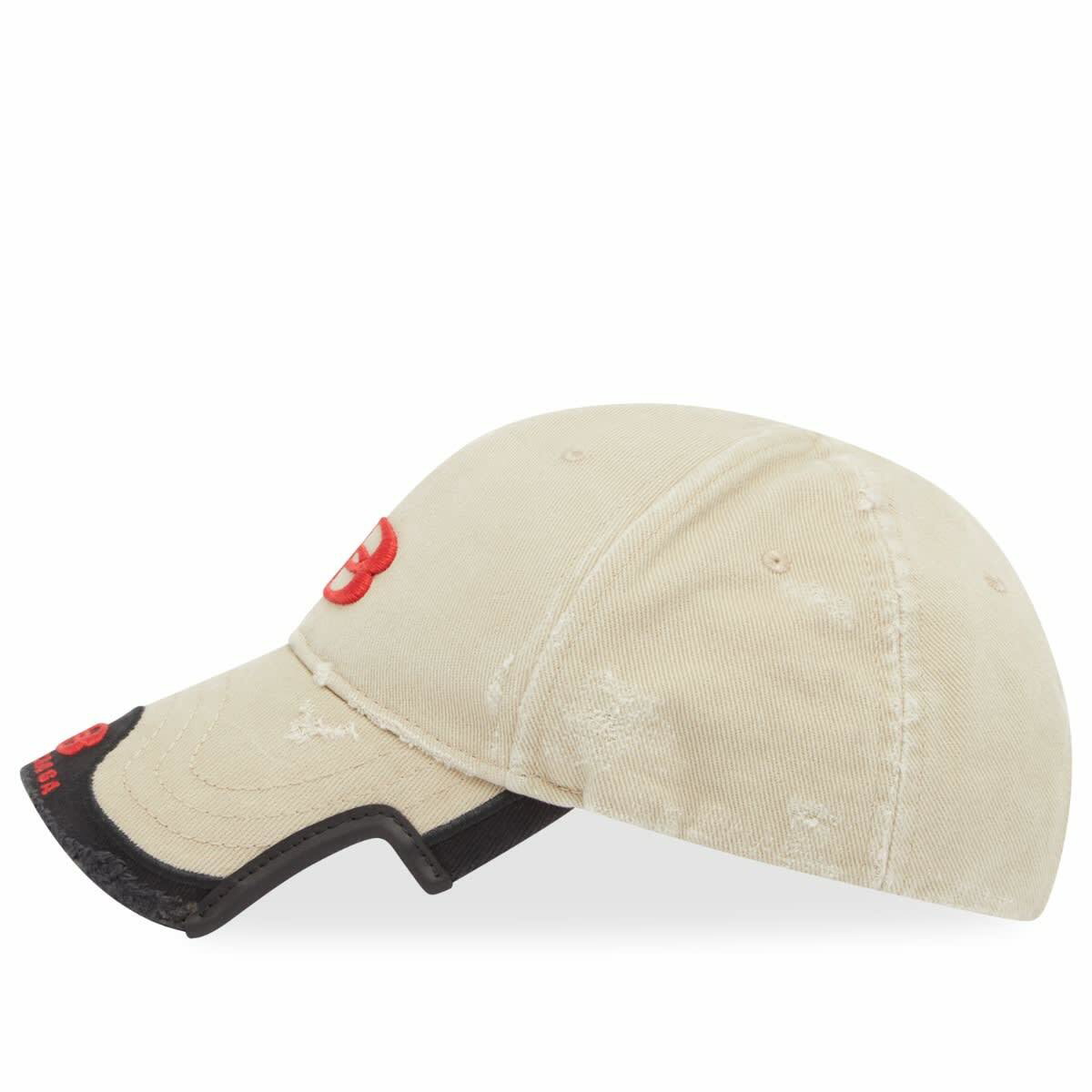 Balenciaga Men's Double Unity Cap in Beige/Red Balenciaga