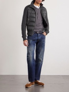 TOM FORD - Slim-Fit Leather-Trimmed Quilted Shell and Wool Down Jacket - Gray