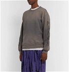 Sasquatchfabrix. - Distressed Printed Fleece-Back Cotton-Blend Jersey Sweatshirt - Gray