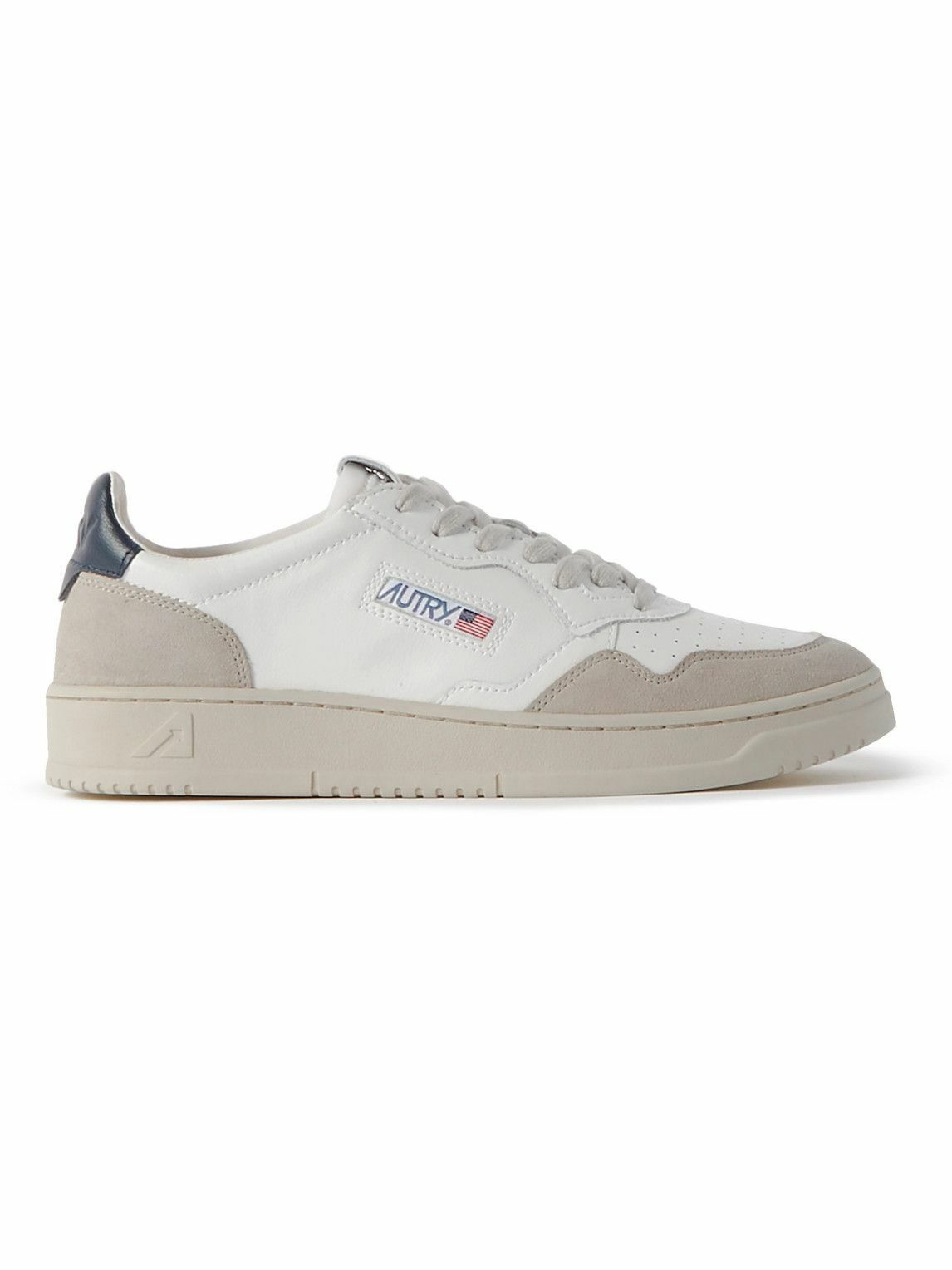 Autry - Suede-Trimmed Perforated Leather Sneakers - White Autry