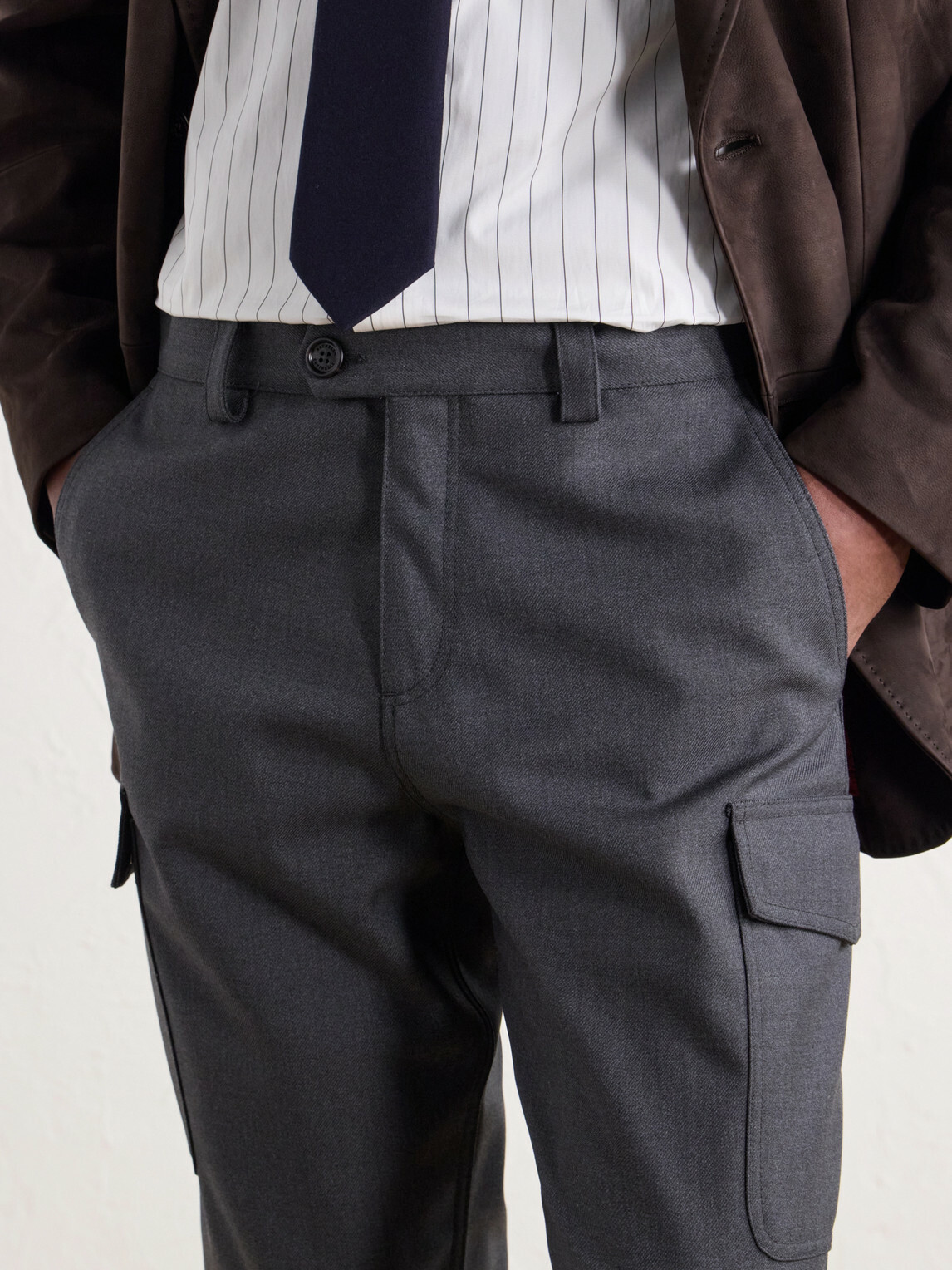 Brunello Cucinelli - Tapered Virgin Wool-Twill Cargo Trousers - Gray