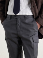 Brunello Cucinelli - Tapered Virgin Wool-Twill Cargo Trousers - Gray