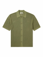 Mr P. - Cutaway-Collar Crochet-Knit Cotton Shirt - Green
