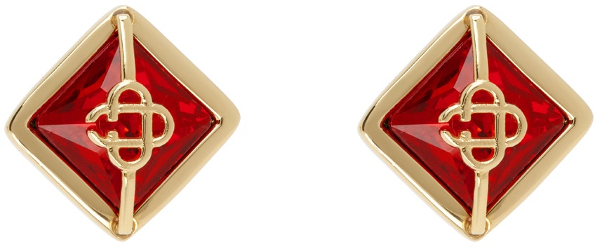 Photo: Casablanca Gold & Red Crystal Monogram Earrings
