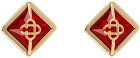 Casablanca Gold & Red Crystal Monogram Earrings