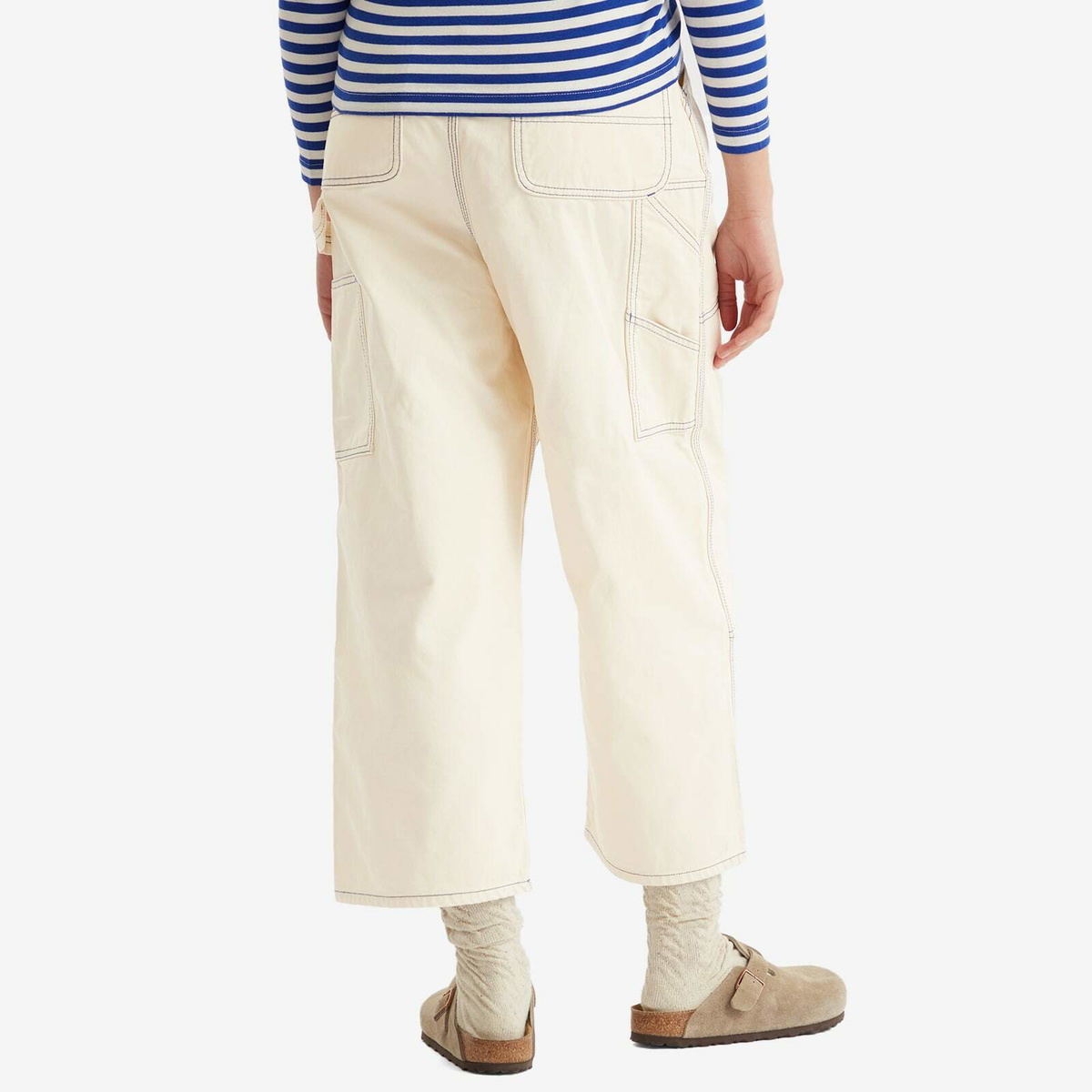 Beams Boy Women's Double Knee Painter Jeans in Ivory Beams Boy