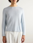 Stòffa - Mélange Mouliné-Cotton Sweater - Blue