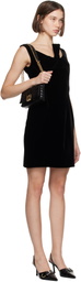 Givenchy Black Velvet Bow Detail Mini Dress