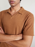James Perse - Open-Collar Slub Cotton-Jersey Polo Shirt - Brown