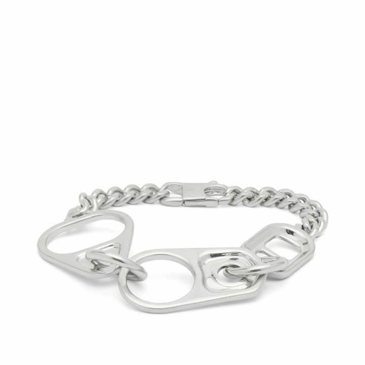 Photo: MM6 Maison Margiela Men's Bottle Top Bracelet in Palladio Burattato