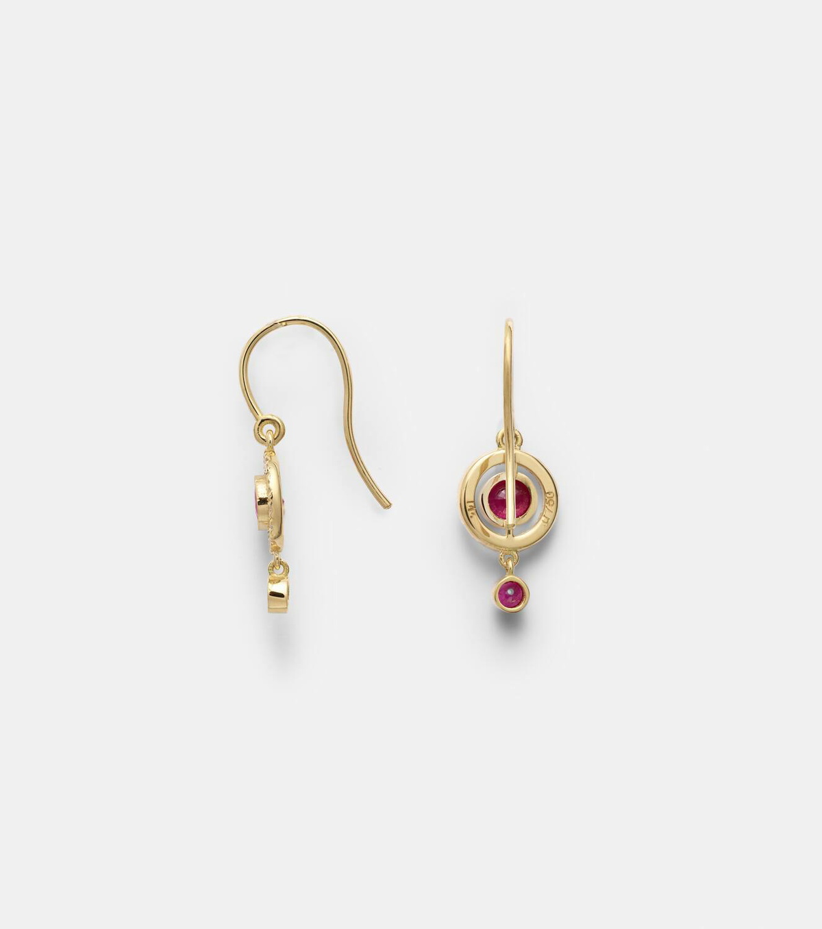 Ileana Makri Orbit 18kt gold drop earrings with rubies and diamonds