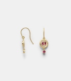 Ileana Makri Orbit 18kt gold drop earrings with rubies and diamonds