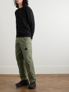 C.P. Company - Ba-Tic Straight-Leg Logo-Appliquéd Crinkled-Cotton Cargo Trousers - Green