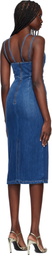 Nensi Dojaka Blue Gaelle Corset Denim Midi Dress