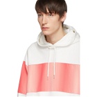Feng Chen Wang White and Pink Contrast Striped Hoodie