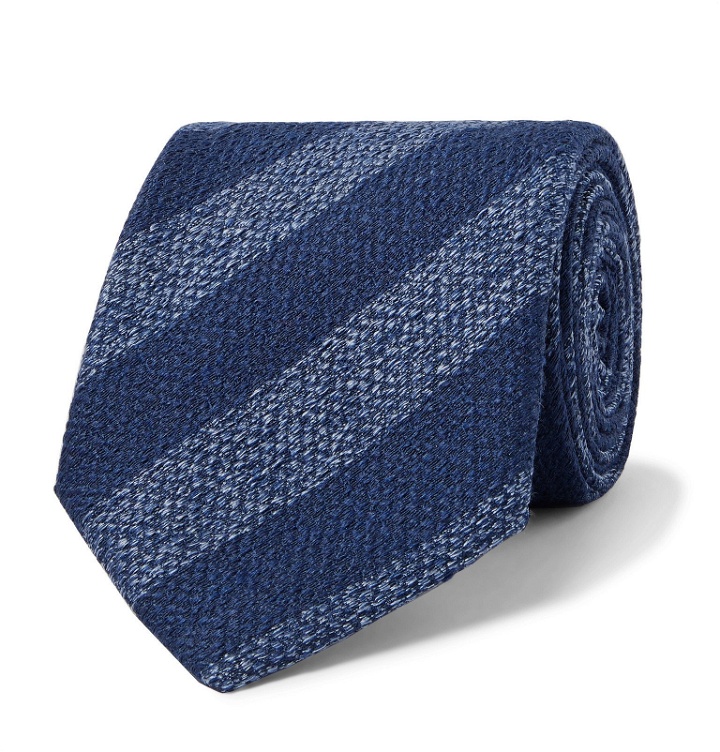 Photo: Charvet - 7.5cm Striped Silk Tie - Blue