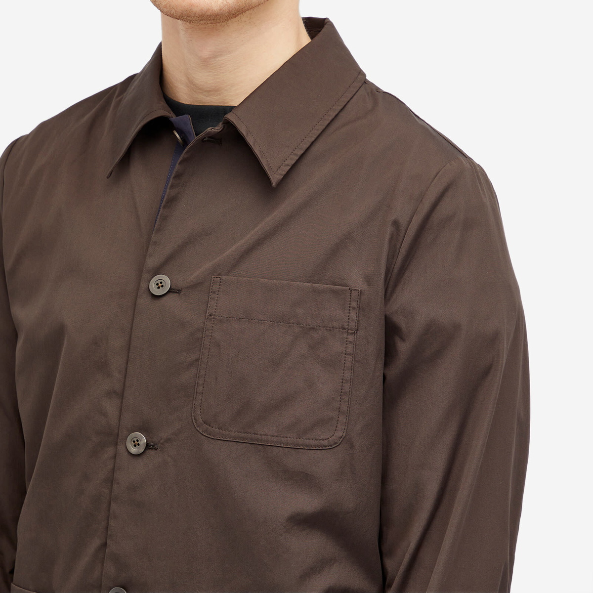 Dries Van Noten Men's Collap Cotton Shirt Jacket in Dark