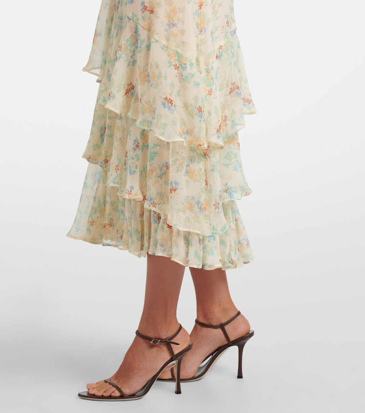 Ulla Johnson Meadow floral silk chiffon midi skirt
