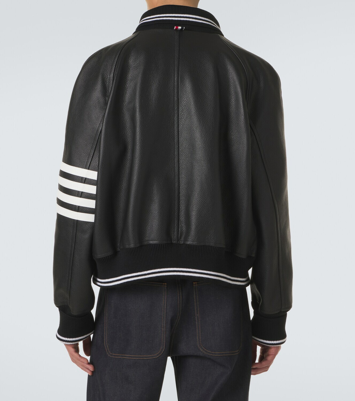 Thom Browne 4-Bar leather bomber jacket